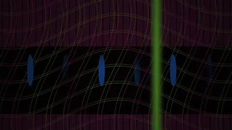 Abstract Grid with Glowing Green Line and Blue Shapes for Technology Backgr.. Stock Footage 343688699