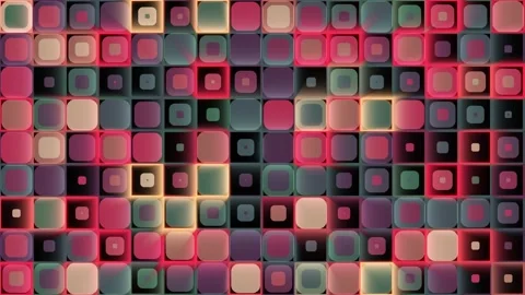 Abstract grid of glowing rounded squares with flickering neon lights in red  Stock-Footage 333399266