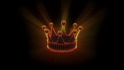 Abstract grid golden of crown rotating on dark. Concept futuristic crown in.. Video stock 328025988