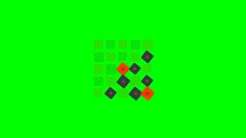 Abstract grid graphic with alternating orange and black squares on green Stock-Footage 340903756