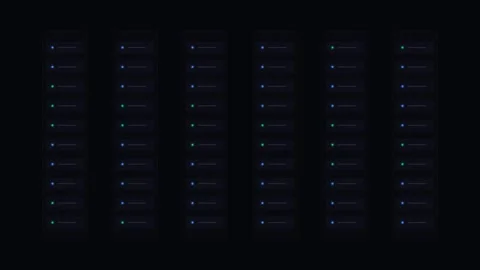 Abstract grid of illuminated blue dots and lines on a dark background Stock Footage 339618993