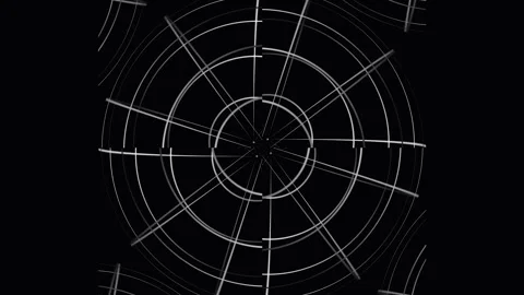 Abstract grid lines forming spherical and geometric shapes on black backgro.. Stock Footage 341691044