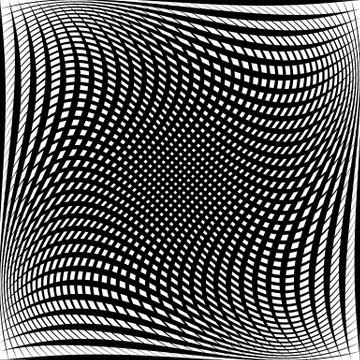 Abstract grid, mesh pattern with distortion effect. Illustrazione stock