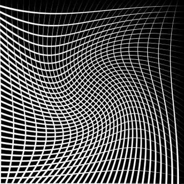 Abstract grid, mesh with twirling, rotating distortion effect. Intersecting l Stock Illustration