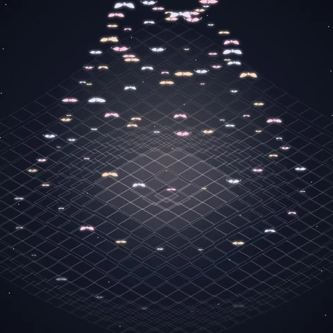 Abstract Grid Network Flow with Glowing Particles and Data Streams Stock Footage 348198960