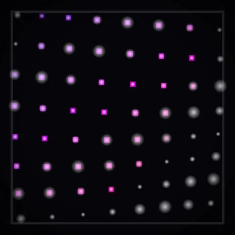 Abstract Grid Network with Glowing Spheres and Cubes on Blue Purple Gradient Stock Footage 347812353