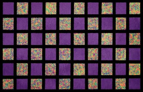 Abstract grid pattern featuring alternating solid purple squares Illustrazione stock