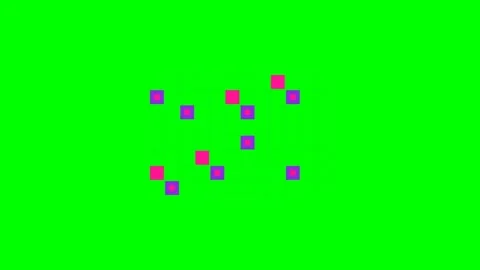 Abstract grid pattern featuring vibrant pink and blue squares on green screen Stock Footage 341820828