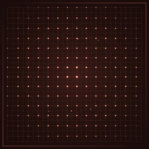 Abstract Grid Pattern with Glowing Dots and Circles - Dark Orange Sci-Fi Ba.. Stock Footage 347810944