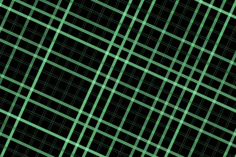 Abstract grid pattern with glowing green lines on black background Stock Illustration