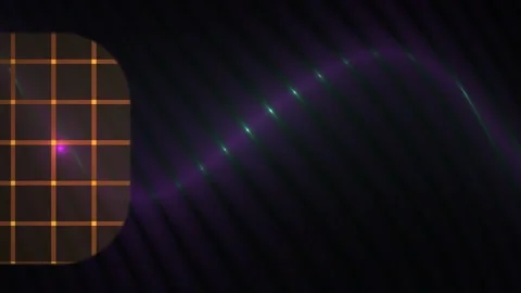 Abstract grid pattern with glowing purple and blue lines on dark background. Stock Footage 337498524