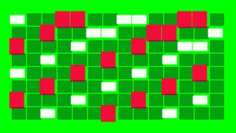 Abstract grid pattern with randomized red and white squares on green backgrou Stock Footage 340264853