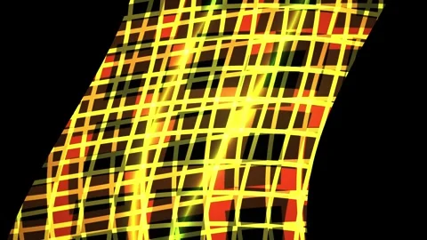 Abstract grid pattern with yellow lines and orange red squares on black bac.. Stock Footage 335504795