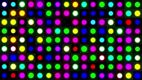 Abstract grid of randomly flashing colorful LED light dots. A dynamic mosaic Stock-Footage 333795839