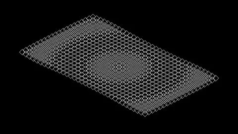 Abstract grid of rotating white diamonds creating wave patterns on black ba.. Video stock 342440289