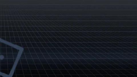 Abstract Grid Scene Animating Floating Square in Dim Neon Setting Видео 328588777