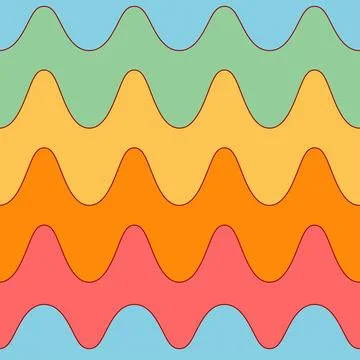 Abstract groovy wavy pattern in trendy colors イラスト素材