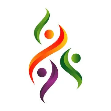 Abstract group of dancing People Logo happiness family community vector Ico.. Stock Illustration
