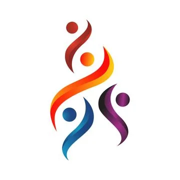 Abstract group of dancing People Logo happiness family community vector Ico.. 스톡 일러스트