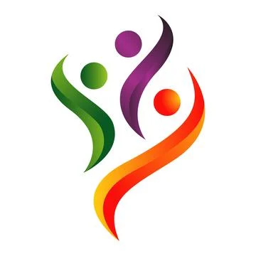Abstract group of dancing People Logo happiness family community vector Ico.. Stock Illustration