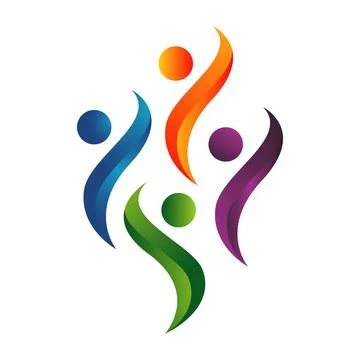 Abstract group of dancing People Logo happiness family community vector Ico.. Stock Illustration