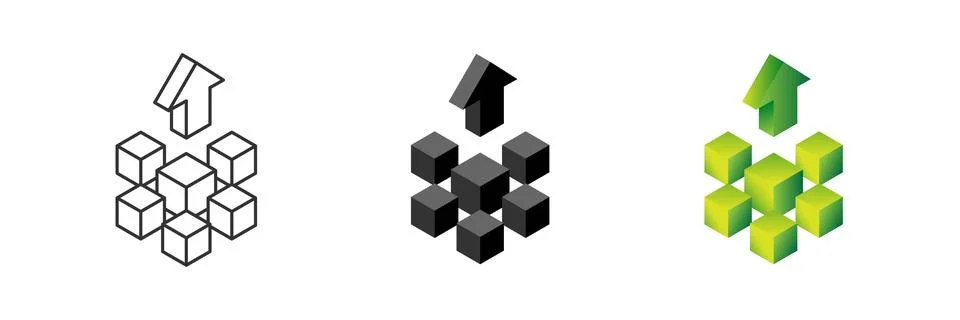 Abstract grow up cube and arrow up vector illustration. Finance growth and .. Stock Illustration