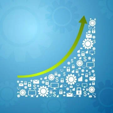 Abstract growing graph arrow with communication icons Abstract growing gra... Stock Photos