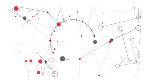 Abstract Growing Network of Connected Nodes and Data Links Animation. Stock Footage 341478553