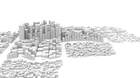 Abstract growing white CGI city (timelapse) HD video 1080 Stock Footage 47630090