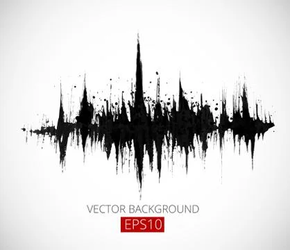 Abstract grunge background with amplitude modulation. Spectrum analyzer, musi Stock Illustration