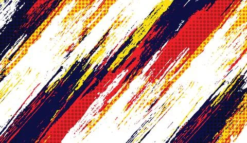 Abstract grunge background with diagonal brush strokes in red yellow blue and Illustrazione stock