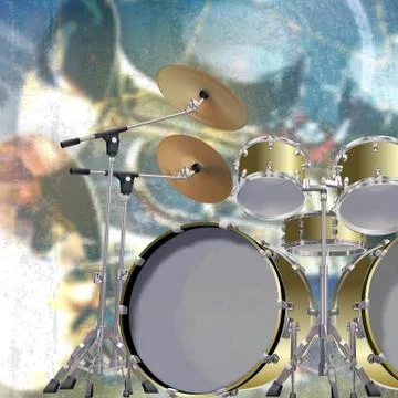 Abstract grunge background with drum kit Stock Illustration