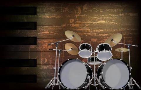 Abstract grunge background with drum kit Stock Illustration