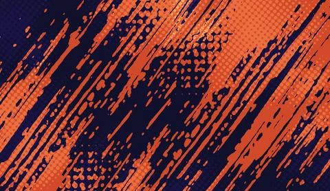 Abstract grunge background with dynamic orange diagonal brush strokes and Stock Illustration