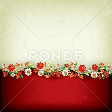 Abstract grunge background with floral ornament Stock Illustration