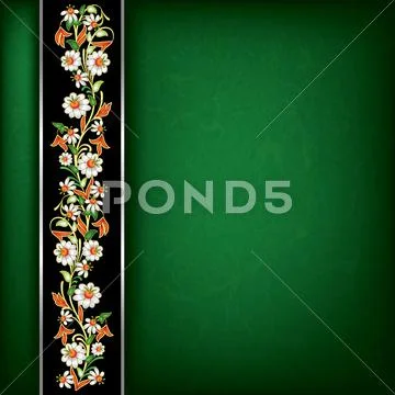 Abstract grunge background with floral ornament Stock Illustration