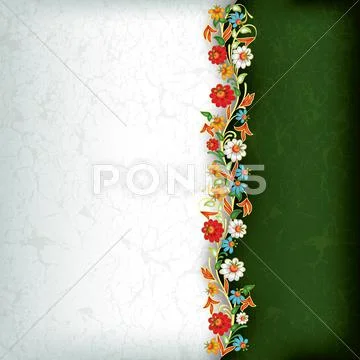 Abstract grunge background with floral ornament Stock Illustration