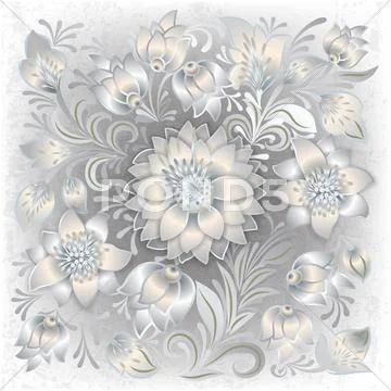 Abstract grunge background with floral ornament Stock Illustration