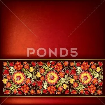 Abstract grunge background with floral ornament Stock Illustration