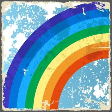 Abstract grunge background with rainbow. Vector Stock Illustration
