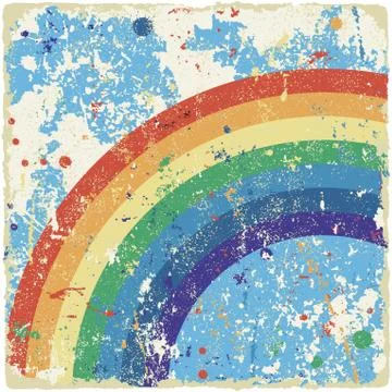 Abstract grunge background with rainbow. Vector Stock Illustration