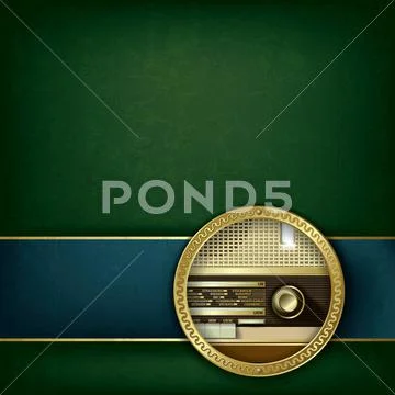 Abstract grunge background with retro radio Stock Illustration