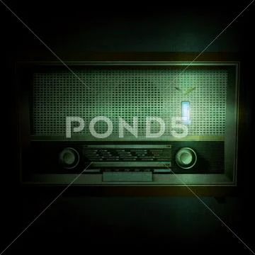 Abstract grunge background with retro radio Stock Illustration