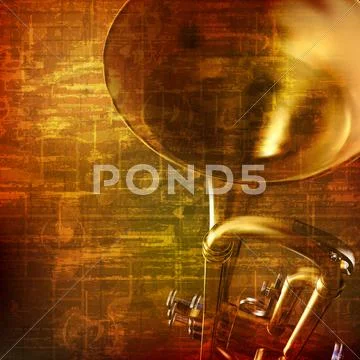 Abstract grunge background with trumpet Stock Illustration