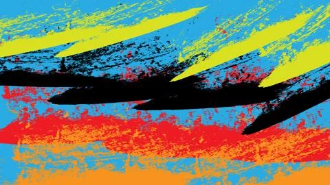 Abstract grunge background with vibrant paint brush strokes and texture Stock Illustration