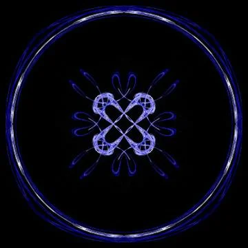 Abstract grunge blue floral pattern isolated on black background. Rough noise Illustrazione stock