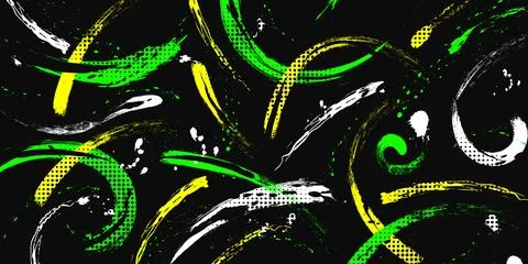 Abstract Grunge Brush Background with Halftone Effect イラスト素材