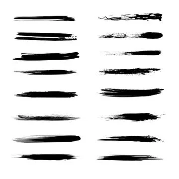 Abstract grunge brush lines set Stock Illustration