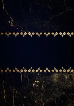 Abstract grunge dark blue background with golden patina and frame Stock Illustration