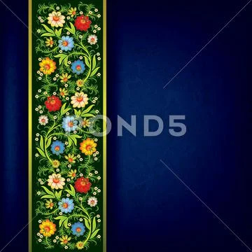 Abstract grunge floral ornament with color flowers Stock Illustration